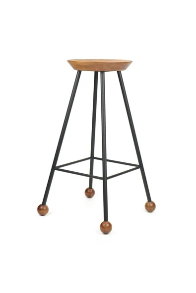 Tabure Sandalye Bar Taburesi Ahşap Demir Ayaklı Ahşap Topuzlu Modern Rahat 75 Cm - 2