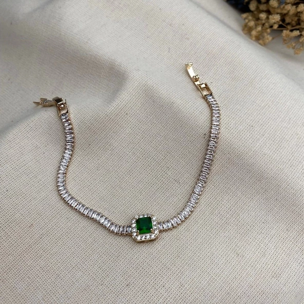 Zirkon Taşlı Yeşil Su Yolu Bileklik - 3