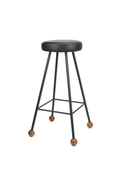 Tabure Sandalye Bar Taburesi Döşemeli Demir Ayaklı Ahşap Topuzlu Modern Rahat 75 Cm - 5