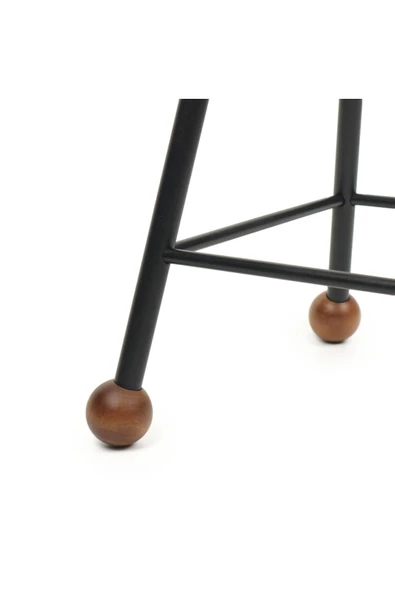 Tabure Sandalye Bar Taburesi Ahşap Demir Ayaklı Ahşap Topuzlu Modern Rahat 65 Cm - 4