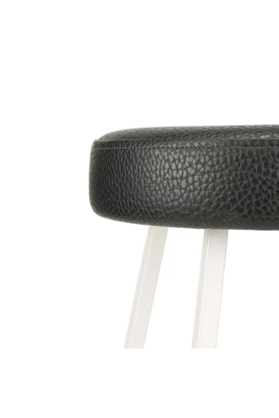Tabure Sandalye 47 Cm Bar Taburesi Suni Döşeme Oturma Yeri Beyaz Kare Demir Ahşap Topuz - 3