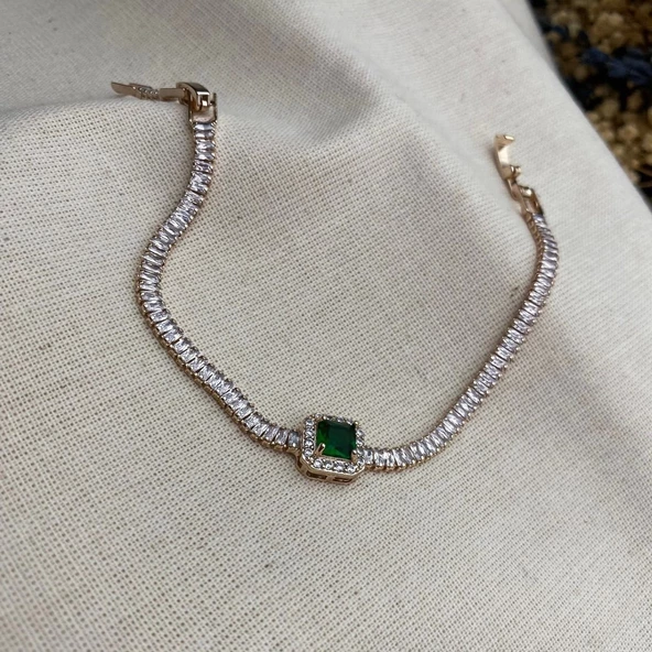 Zirkon Taşlı Yeşil Su Yolu Bileklik - 2