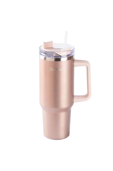 Tantitoni Move Rose Gold Paslanmaz Çelik Pipetli Termos Bardak 1.2l ürün görseli 1