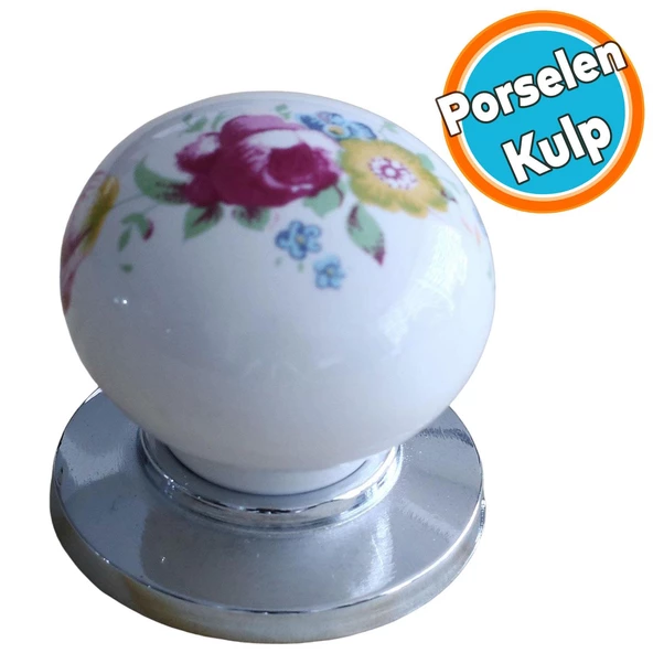 Porselen Kulp Çiçekli Düğme Mobilya Mutfak Dolabı Kapak Kulpu Kulbu Çekmece Dolap Kulpları