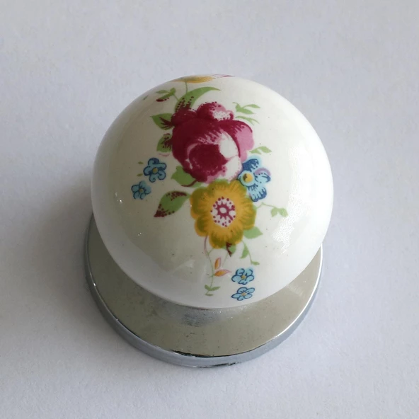 Porselen Kulp Çiçekli Düğme Mobilya Mutfak Dolabı Kapak Kulpu Kulbu Çekmece Dolap Kulpları - Resim 4