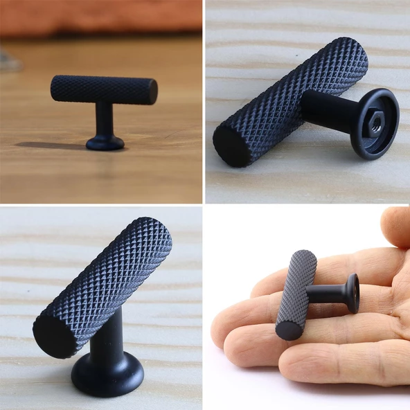 Düğme Kulp Mobilya Mutfak Dolabı Çekmece Dolap Kulpları Kapak Kulpu Kulbu Siyah Metal - Resim 4