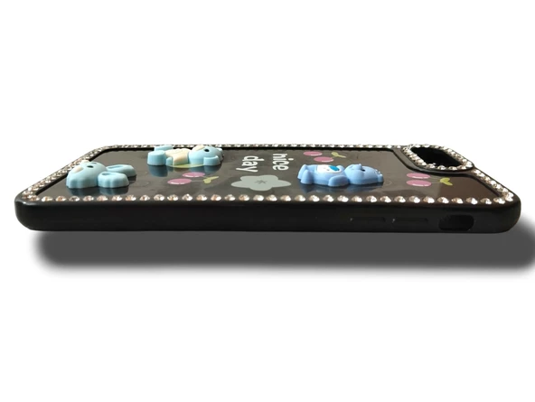 iPhone 7 Plus Emoji Kabartmalı ve Taşlı Koruyucu Kılıf