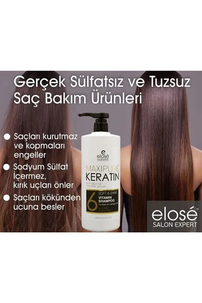 Keratin Özlü Saç Bakım Şampuanı 1000 ml Ve Saç Bakım Kremi 1000 1000 ml