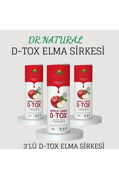 3 Adet Elma Özlü Prebiyotik Ödem Atmaya Ve Kilo Vermeye Yardımcı Detox Sirkesi 250 ml