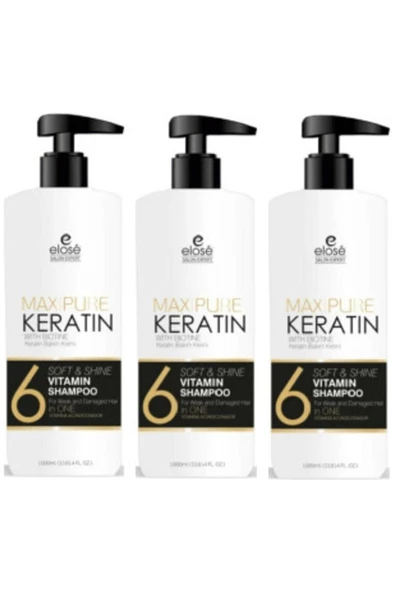 Keratin Özlü Saç Bakım Şampuanı 1000 Ml (3 Adet)