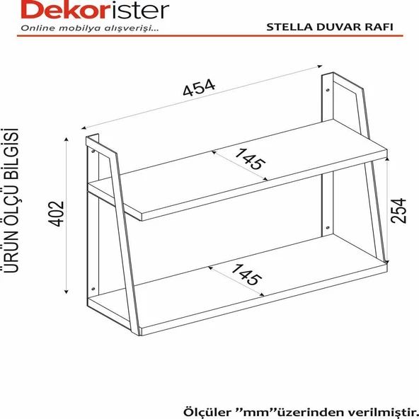 Dekorister Stella Duvar Rafı Ceviz - 6