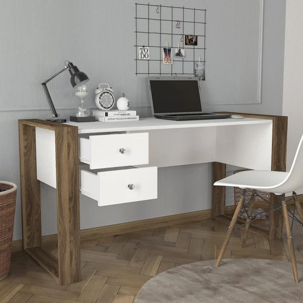 Dekorister Lord Çalışma Masası Beyaz-Ceviz - 3