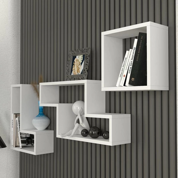 Dekorister Tetris Duvar Rafı Beyaz - 3