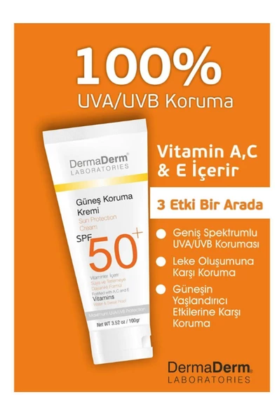 Dermaderm Güneş Kremi Spf 50  ve Güneş Koruma Kremi 100 G - 3