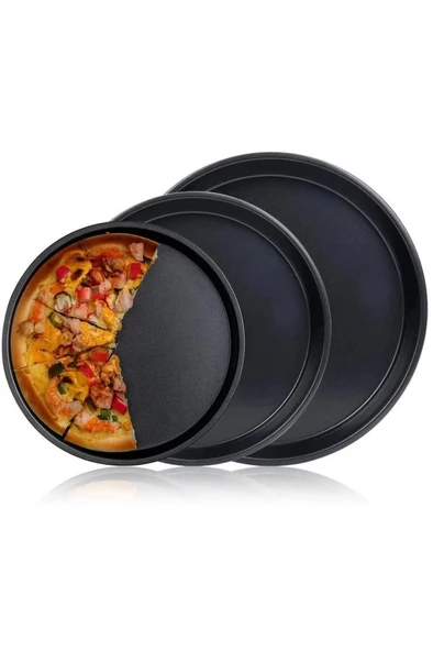 Kapris 3 Lü Emaye Pizza Fırın Tepsi Seti 26-29-32 Cm KAP-536 - Resim 2