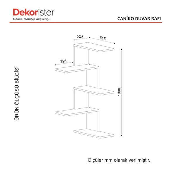 Dekorister Caniko Köşe Duvar Rafı Beyaz - 6