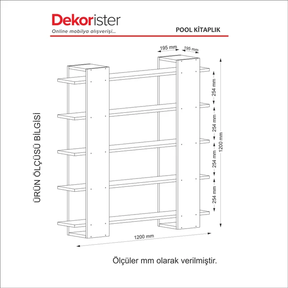 Dekorister Pool Kitaplık Beyaz-Ceviz - 7