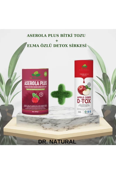 Aserola Plus Acerola Ekstresi Içeren Karışık Bitki Tozu 150 Gr. ve Elma Özlü Detox Sirkesi 250 ml