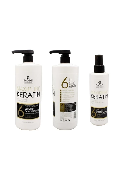 Keratin Şampuanı 1000 ml. ve Saç Kremi 1000 ml. ve Keratin Saç Sütü 250 ml. ve Saç Bakım Sütü