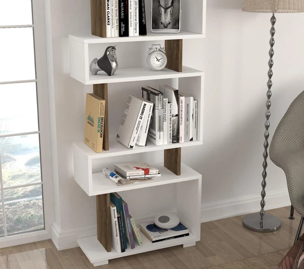 Dekorister Blok Kitaplık Beyaz-Ceviz - 4