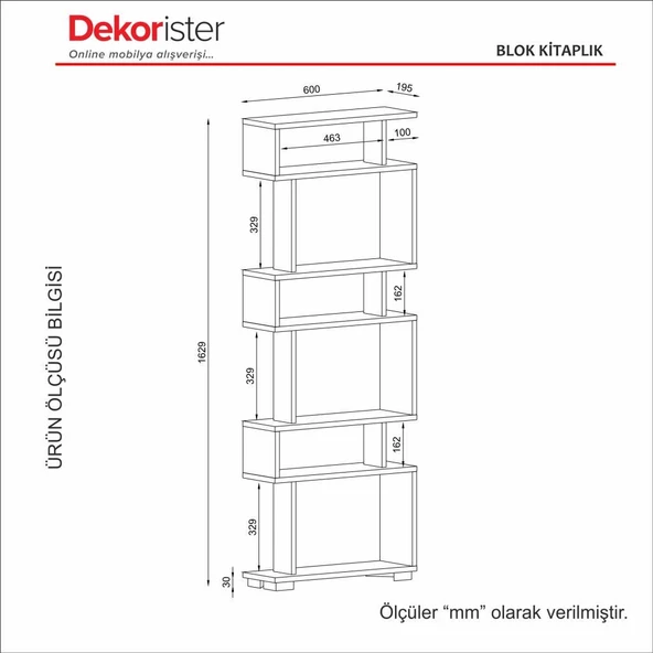 Dekorister Blok Kitaplık Beyaz - 7