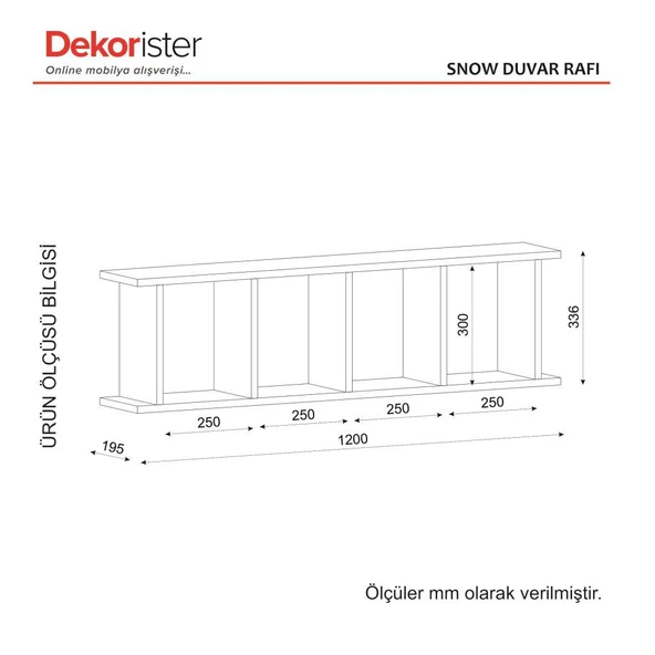 Dekorister Snow Duvar Rafı Beyaz - 4