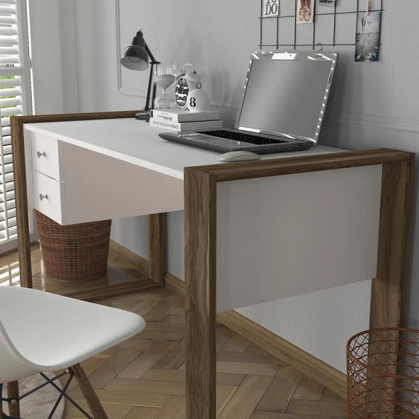Dekorister Lord Çalışma Masası Beyaz-Ceviz - 4