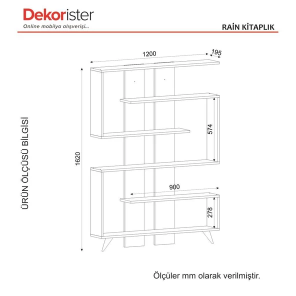 Dekorister Rain Kitaplık Beyaz-Ceviz - 7