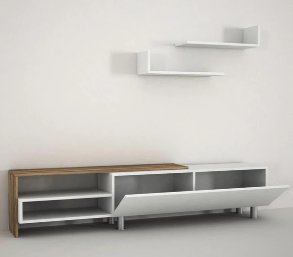 Dekorister Dizayn Tv Ünitesi Beyaz-Ceviz - 5