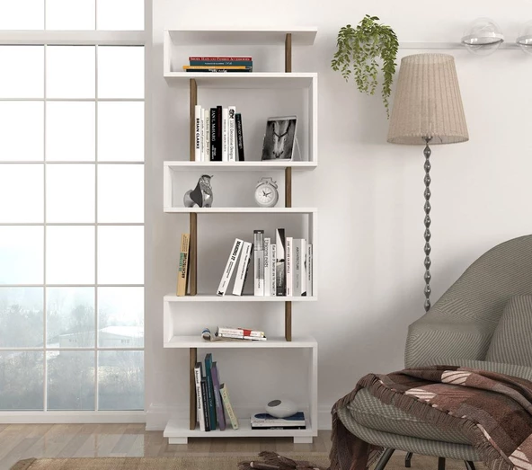 Dekorister Blok Kitaplık Beyaz-Ceviz - 2