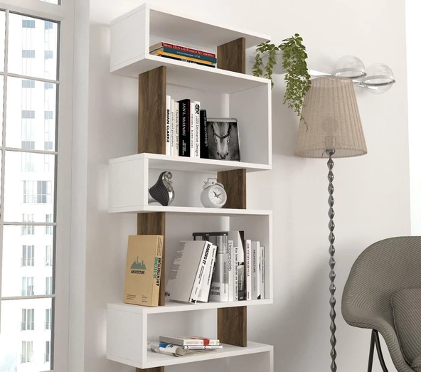 Dekorister Blok Kitaplık Beyaz-Ceviz - 3