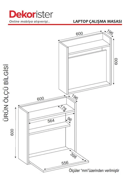 Dekorister Laptop Çalışma Masası Beyaz-Ceviz - 8