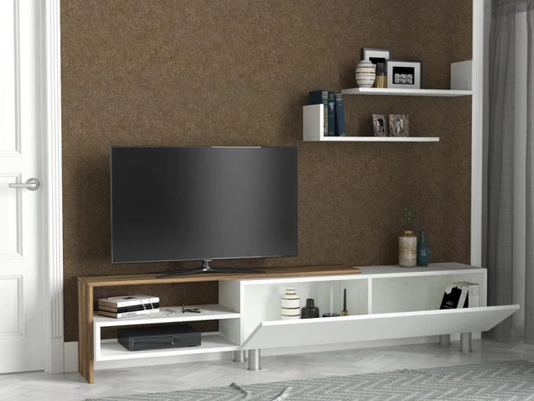 Dekorister Dizayn Tv Ünitesi Beyaz-Ceviz - 3