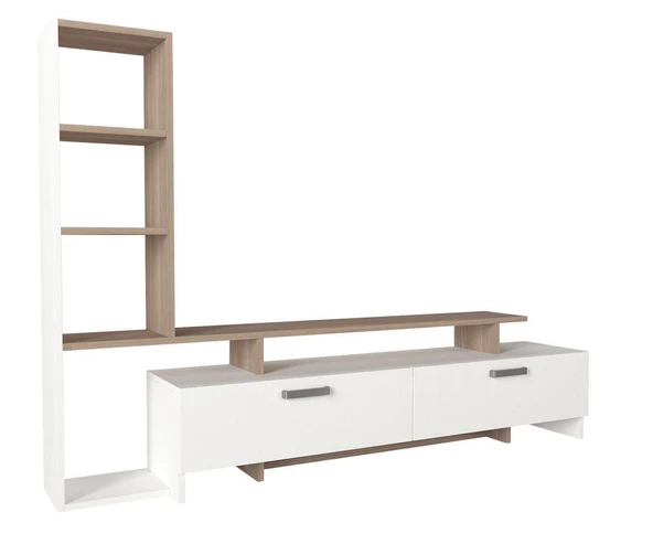 Dekorister Şimal Kitaplıklı Tv Ünitesi Beyaz-Cordoba - 6