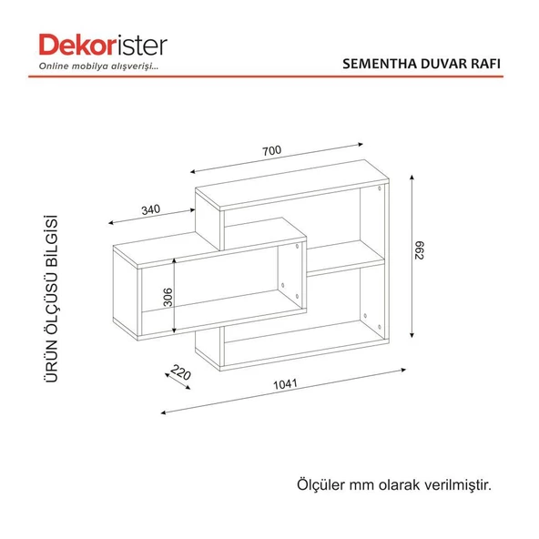 Dekorister Sementha Duvar Rafı Beyaz-Ceviz - 2