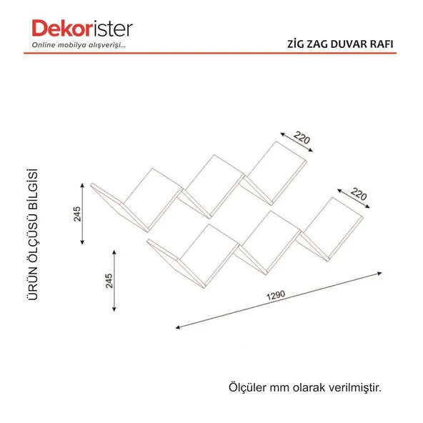 Dekorister Zig Zag Kitaplık Beyaz - 6