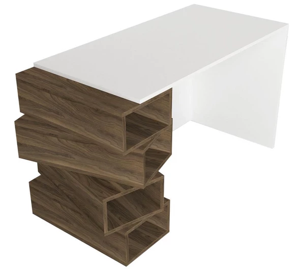 Dekorister Jenga Çalışma Masası Beyaz-Ceviz - 8