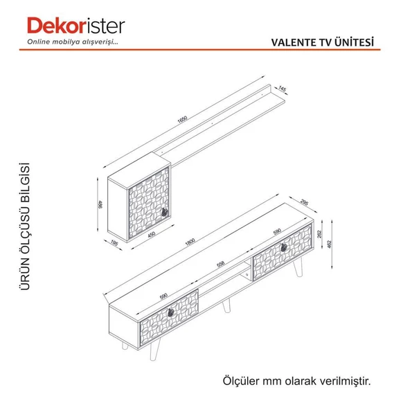Dekorister Exclusive Valente Tv Ünitesi Ceviz-Garden - 7