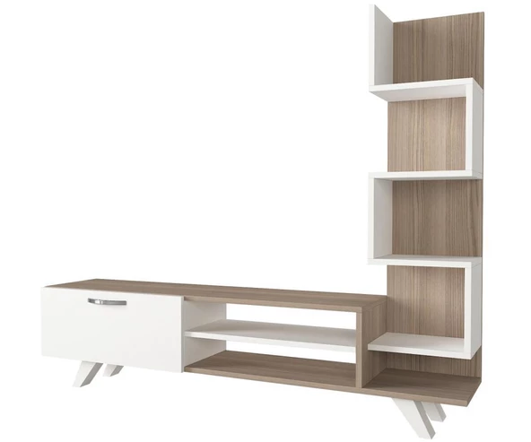 Dekorister Ceren Kitaplıklı Tv Ünitesi Beyaz-Cordoba - 6