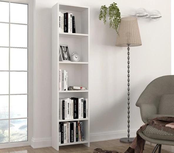 Dekorister Cansu D 5 Raflı Kitaplık Beyaz - 2