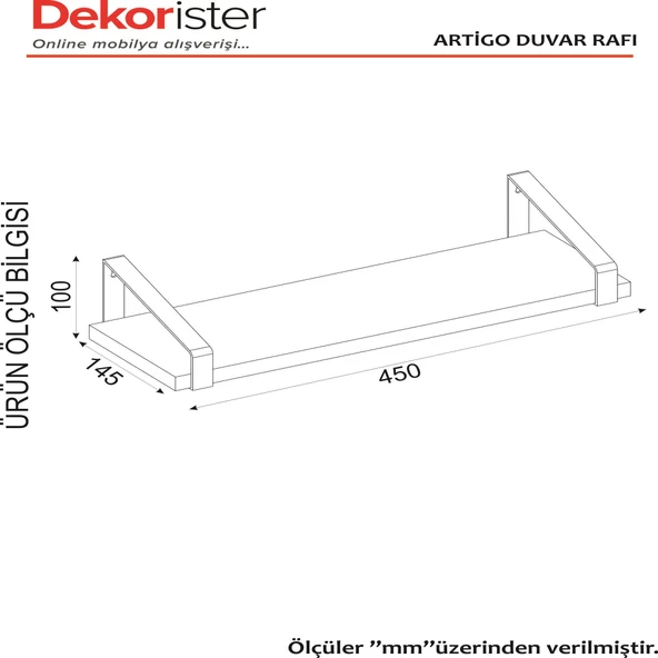 Dekorister Artigo Duvar Rafı Ceviz - 6
