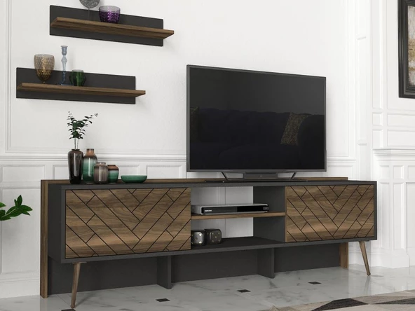 Dekorister Exclusive Strato Tv Ünitesi Antrasit-Ceviz - 2