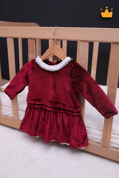 Babyhola Kız Bebek Çocuk Şık Bayramlık Nostaljik Kadife Elbise 13542 - 2