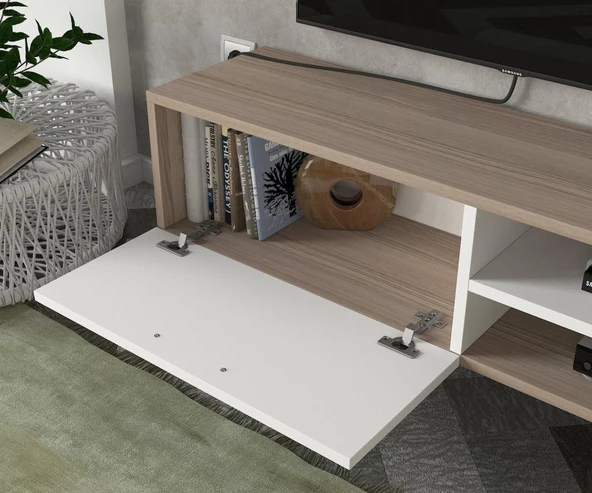 Dekorister Ceren Kitaplıklı Tv Ünitesi Beyaz-Cordoba - 4