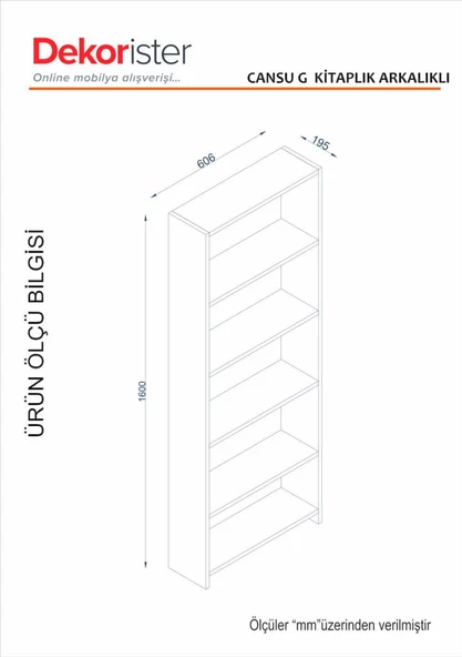Dekorister Cansu G 5 Raflı  Kitaplık Beyaz - 6