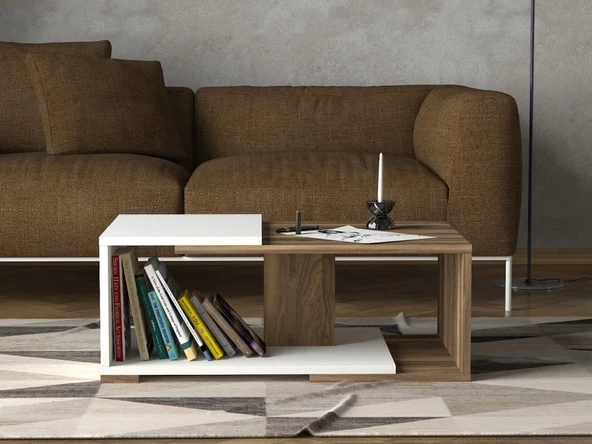 Dekorister Modern Orta Sehpa Beyaz-Ceviz - 3