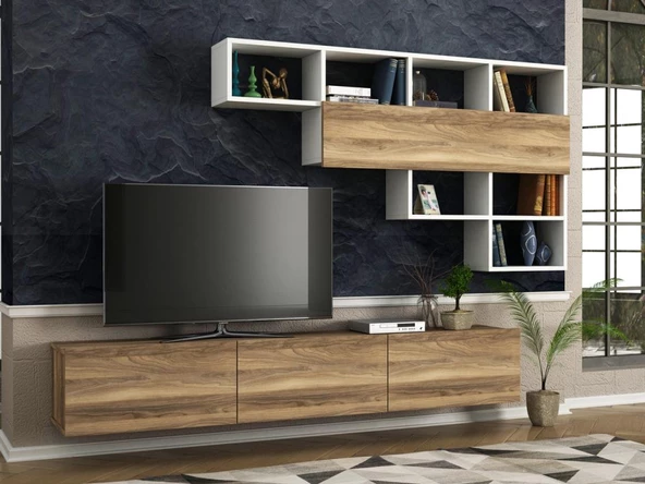 Dekorister Damla Tv Ünitesi Beyaz-Ceviz - 2