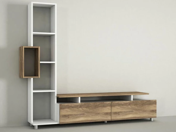Dekorister Tulip Kitaplıklı Tv Ünitesi Beyaz-Ceviz - 4