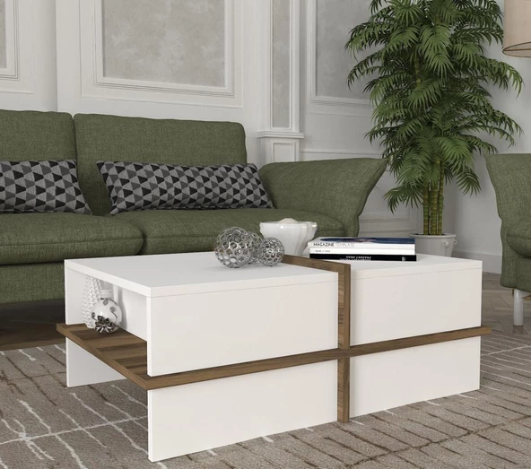 Dekorister Plus Orta Sehpa BEYAZ-CEVİZ - 4