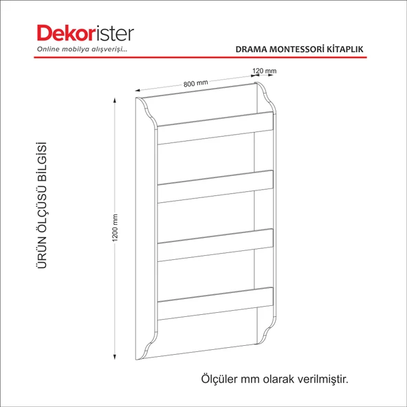 Dekorister Exclusive Drama Montessori Kitaplık Beyaz - 5